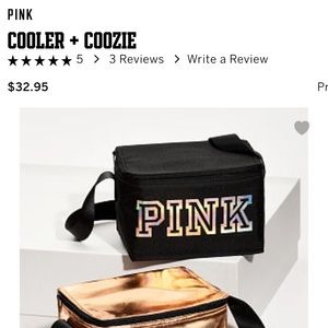 PINK cooler & Coozie combo set in black new!